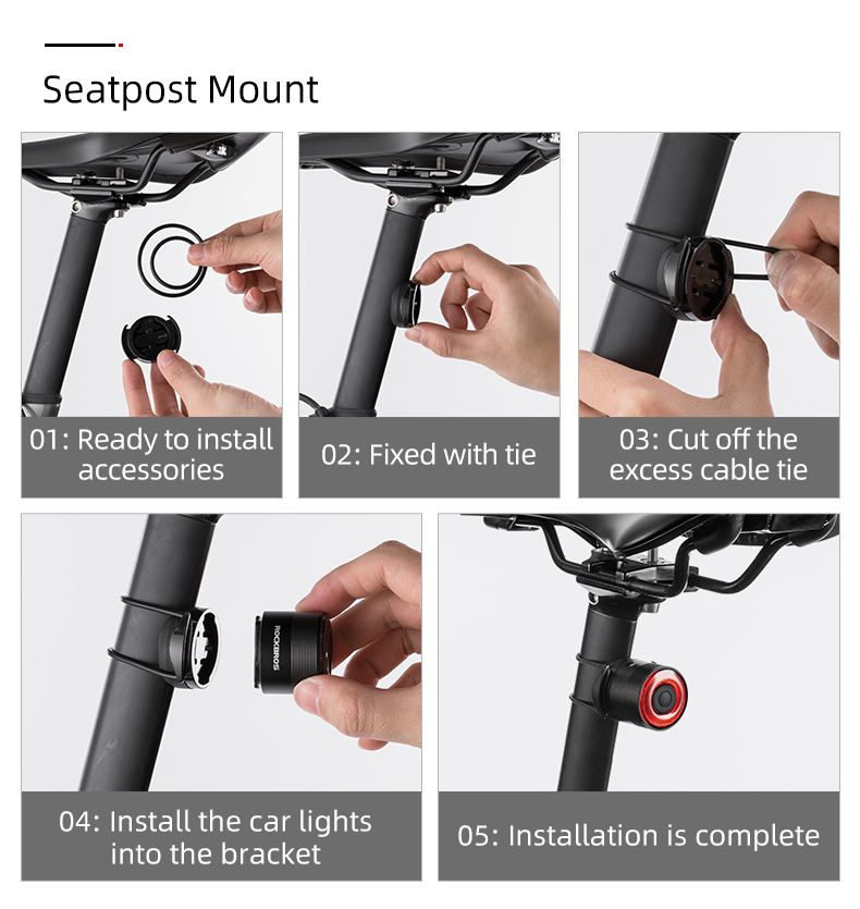 ROCKBROS Q3 Fahrradrücklicht mit intelligentem Bremssensor, IPX6 wasserdicht, für Sicherheit beim MTB und Straßenradfahren