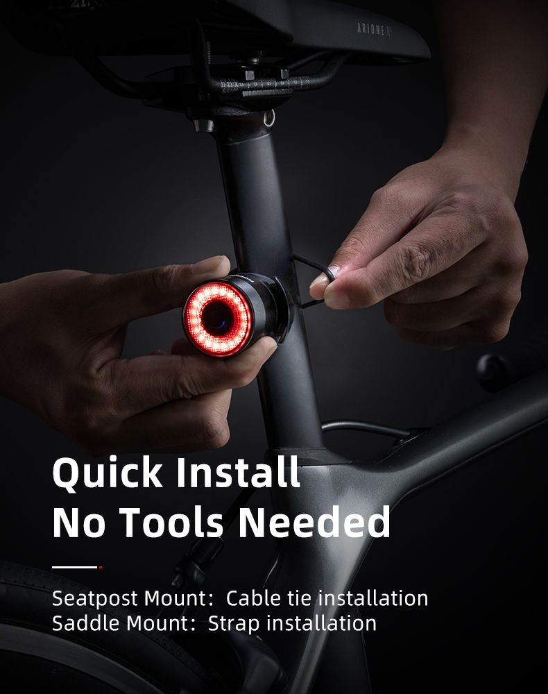 ROCKBROS Q3 Fahrradrücklicht mit intelligentem Bremssensor, IPX6 wasserdicht, für Sicherheit beim MTB und Straßenradfahren