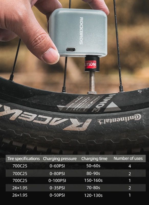 ROCKBROS tragbarer Mini-Elektro-Luftpumpe 100PSI wiederaufladbar robust Fahrrad Motorrad Auto Reifenaufpumpgerät