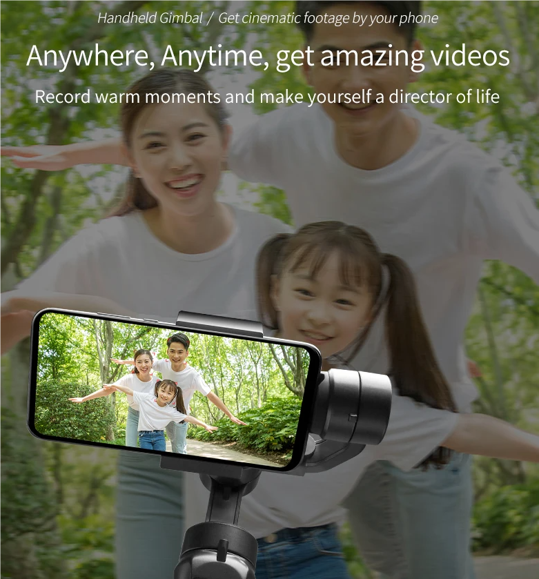 F6 3-Achsen-Gimbal-Handheld-Stabilisator für flüssige Videoaufnahmen, Smartphone-Fotografie und Action-Kamera-Stabilisator