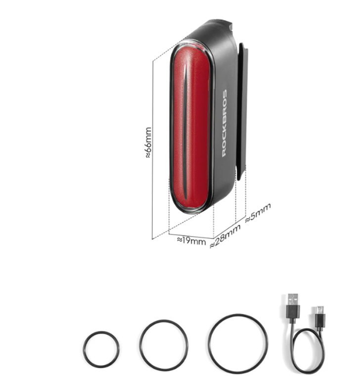 ROCKBROS Smart Sensor Fahrradrücklicht Magnetisch IPX6 Wasserdicht | Automatisches Sicherheitslicht für Nachtfahrten Mountainbike Citybike