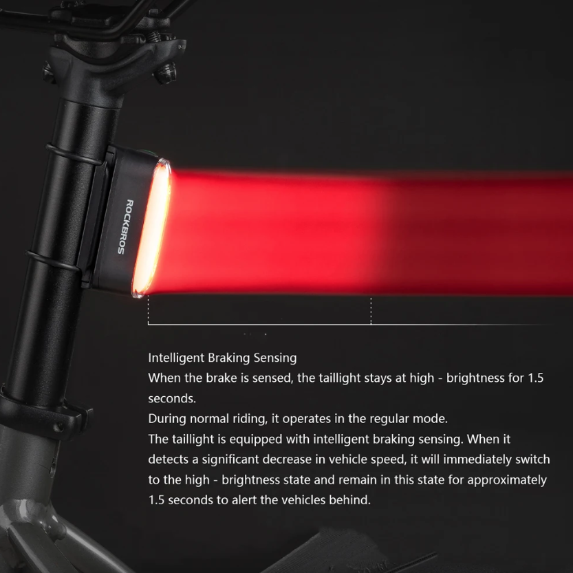 ROCKBROS Smart Sensor Fahrradrücklicht Magnetisch IPX6 Wasserdicht | Automatisches Sicherheitslicht für Nachtfahrten Mountainbike Citybike