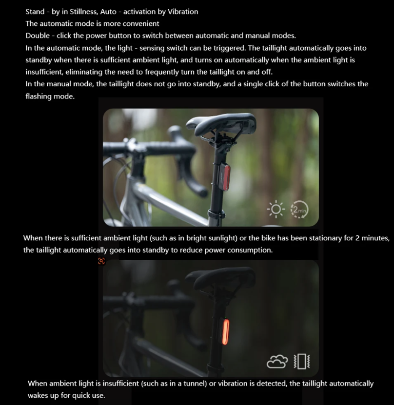 ROCKBROS Smart Sensor Fahrradrücklicht Magnetisch IPX6 Wasserdicht | Automatisches Sicherheitslicht für Nachtfahrten Mountainbike Citybike