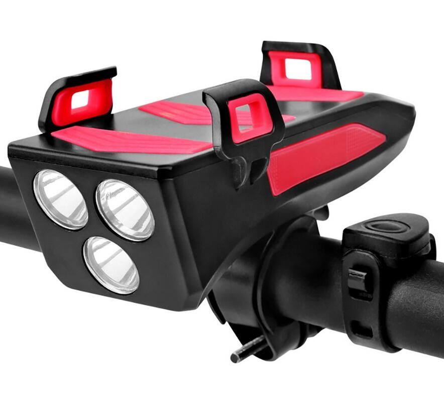 Verbessern Sie das Radfahren mit multifunktionalem 4-in-1-Fahrradlicht, 800 Lumen Taschenlampe, Fahrradhupe, Handyhalter, Powerbank