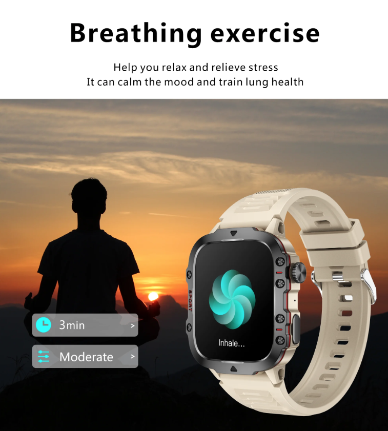 QX11 Smartwatch für Herren IP68 5ATM Outdoor Sport Fitness Tracker Gesundheitsmonitor 1,96" BT Anruf Smartwatch
