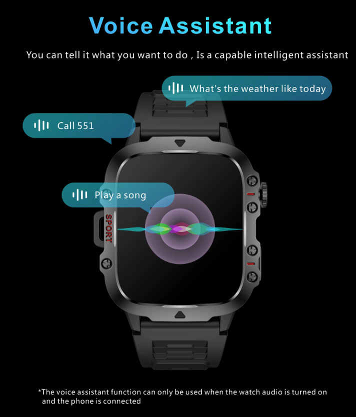QX11 Smartwatch für Herren IP68 5ATM Outdoor Sport Fitness Tracker Gesundheitsmonitor 1,96" BT Anruf Smartwatch