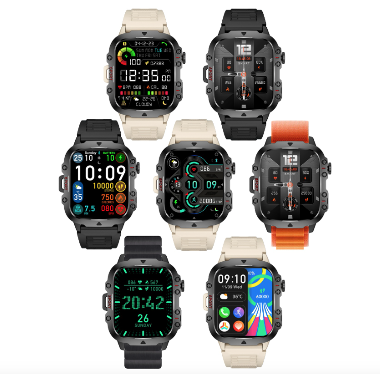 QX11 Smartwatch für Herren IP68 5ATM Outdoor Sport Fitness Tracker Gesundheitsmonitor 1,96" BT Anruf Smartwatch