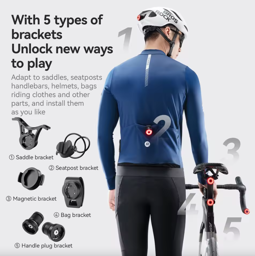 ROCKBROS R0 Lenkerendkappe Fahrradlicht Typ-C MTB Rennrad Rücklicht