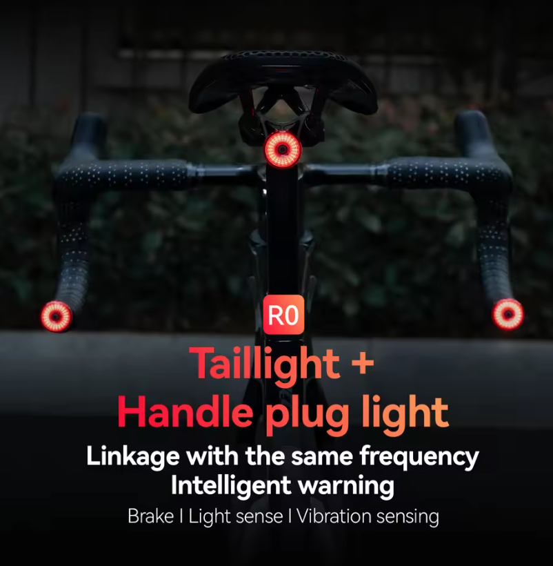 ROCKBROS R0 Lenkerendkappe Fahrradlicht Typ-C MTB Rennrad Rücklicht