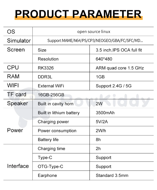 POWKIDDY RGB20S Retro-Gaming Handheld-Konsole RK3326 mit 3,5-Zoll-4:3-IPS-Bildschirm für nostalgisches Gaming