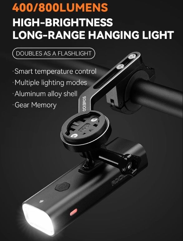 ROCKBROS RHL-1000LUMEN Fahrrad-Frontlicht 1000 Lumen Aluminiumlegierung regendicht Typ-C wiederaufladbar