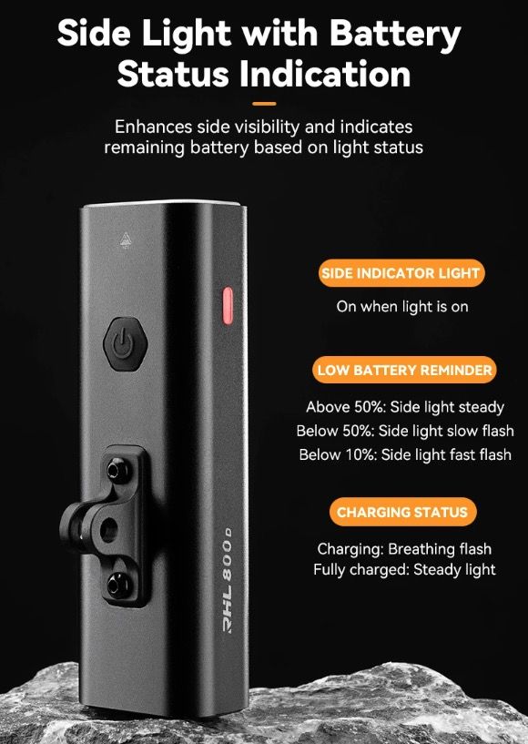 ROCKBROS RHL-1000LUMEN Fahrrad-Frontlicht 1000 Lumen Aluminiumlegierung regendicht Typ-C wiederaufladbar