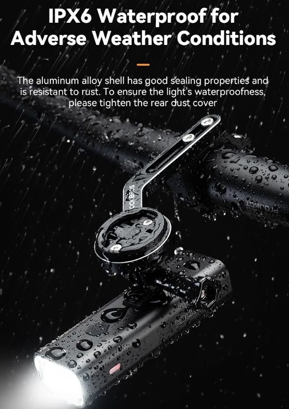 ROCKBROS RHL-1000LUMEN Fahrrad-Frontlicht 1000 Lumen Aluminiumlegierung regendicht Typ-C wiederaufladbar