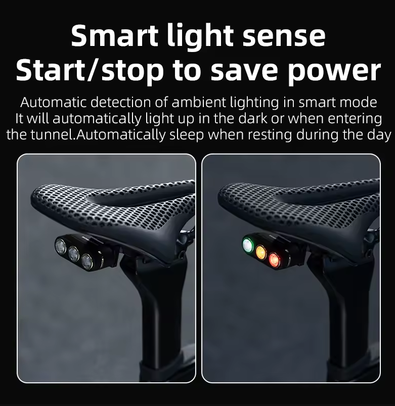 ROCKBROS Smart Fahrrad Rücklicht IP64 wasserdicht Warnrücklicht Typ-C Ladung Bremserkennung Rücklicht Nachtfahrlicht Fahrrad Zubehör