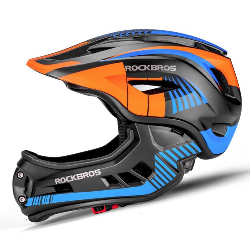 ROCKBROS Kinder Fahrradhelm Abnehmbarer Vollvisierhelm Jugend Schutzausrüstung Abenteuersport
