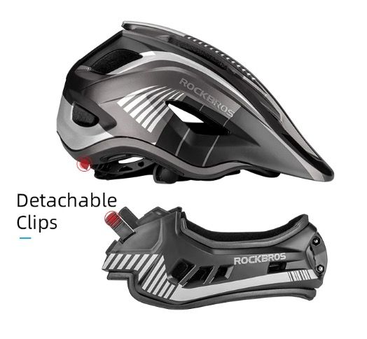 ROCKBROS Kinder Fahrradhelm Abnehmbarer Vollvisierhelm Jugend Schutzausrüstung Abenteuersport