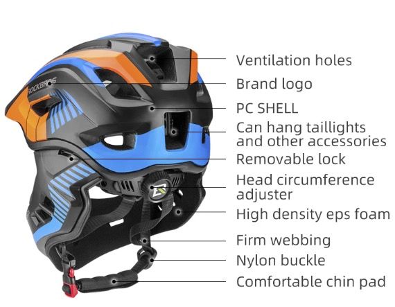 ROCKBROS Kinder Fahrradhelm Abnehmbarer Vollvisierhelm Jugend Schutzausrüstung Abenteuersport