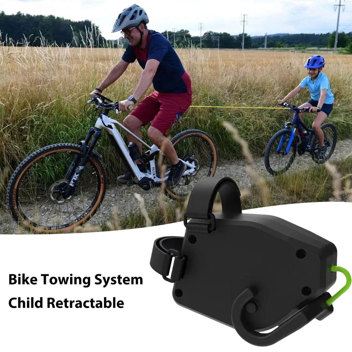 Flexibles einziehbares Fahrradschleppseil – Fahrradtraktor für Kinder, Mountainbiken, Familienabenteuer, einfache Einrichtung