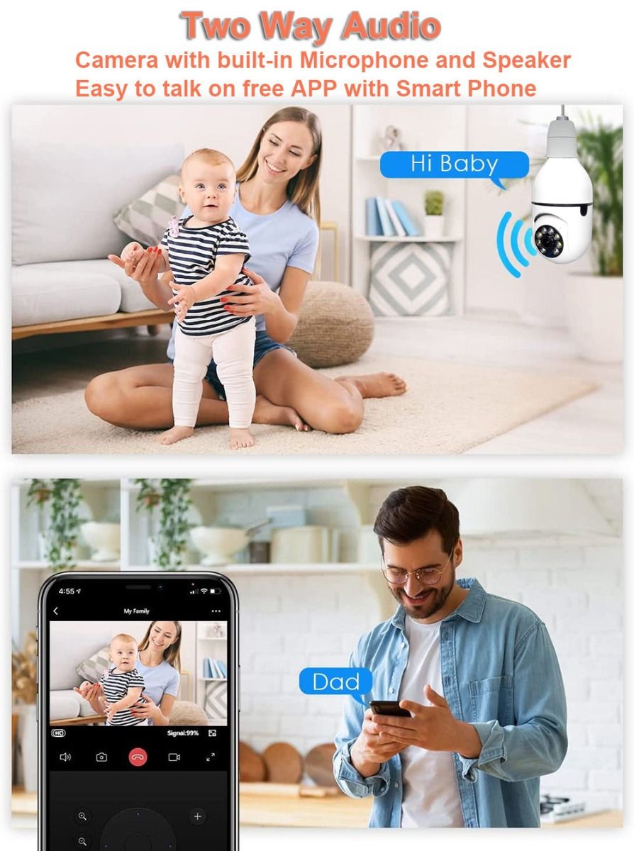 5G WLAN E27 Glühbirne Überwachungskamera Smart Home Nachtsicht Dualband-Konnektivität Bewegungserkennung