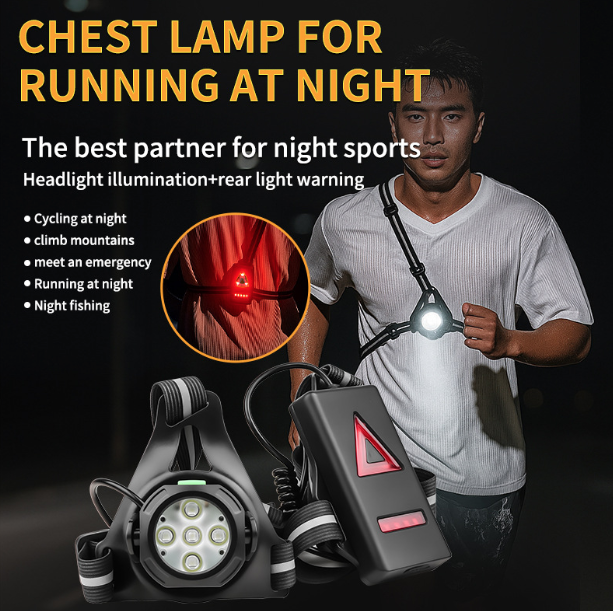 Outdoor Nachtlaufleuchten LED Brustlicht Rückwarnlicht 90° verstellbarer Abstrahlwinkel wasserdicht ultrahelle Sicherheitslampe