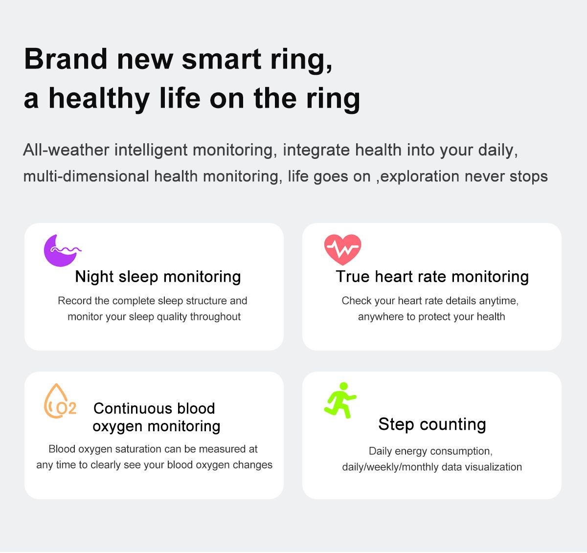 Multifunktionaler smarter Ring, Wearable-Technologie mit Herzfrequenz- und Schlafqualitäts-Tracking, stilvolles Accessoire