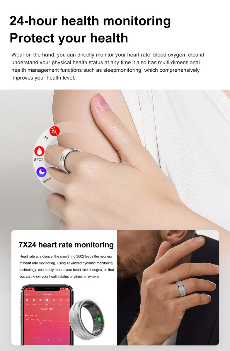 Multifunktionaler smarter Ring, Wearable-Technologie mit Herzfrequenz- und Schlafqualitäts-Tracking, stilvolles Accessoire