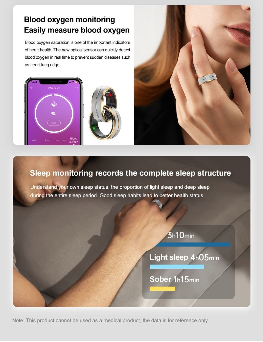 Multifunktionaler smarter Ring, Wearable-Technologie mit Herzfrequenz- und Schlafqualitäts-Tracking, stilvolles Accessoire