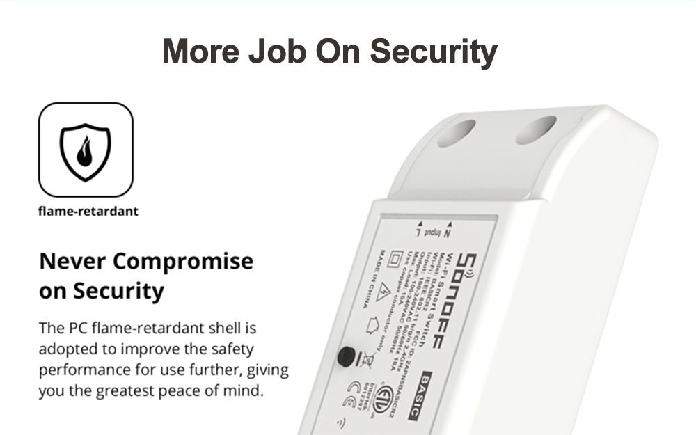 SONOFF Basic R2 Wifi-Schaltmodul mit Sprachsteuerung für Smart Home Beleuchtung, kompatibel mit Alexa und Google