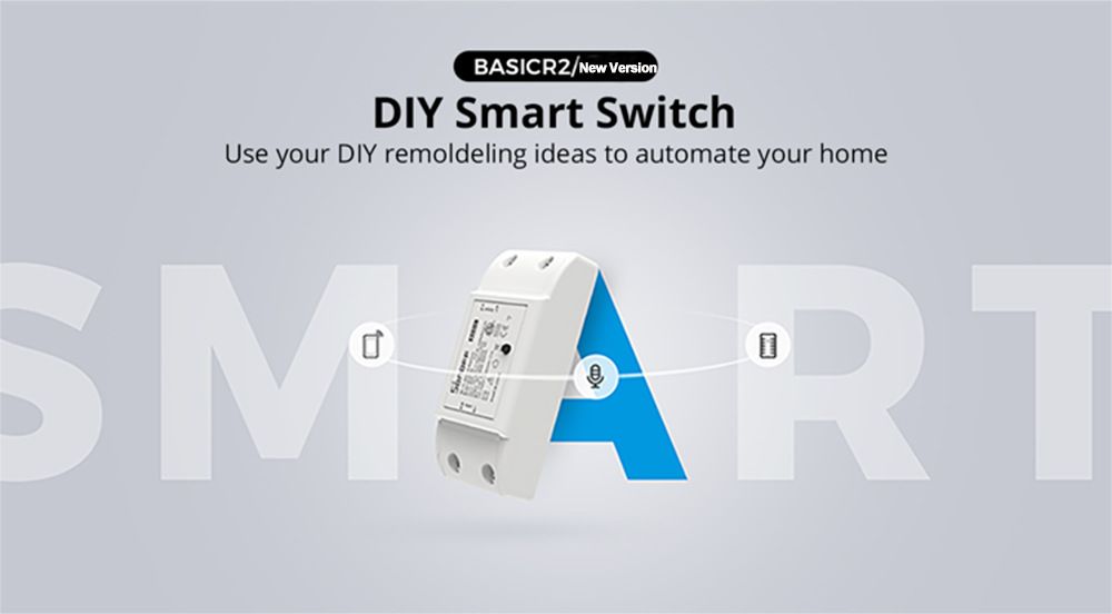 SONOFF Basic R2 Wifi-Schaltmodul mit Sprachsteuerung für Smart Home Beleuchtung, kompatibel mit Alexa und Google