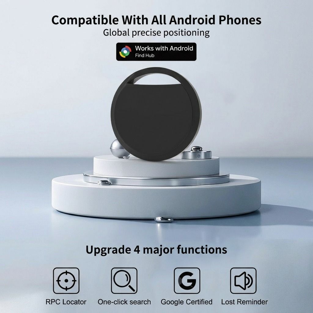 Bluetooth Tracker Tags for Luggage, 4-Pack, Android & Google Find My Device, Replaceable Battery