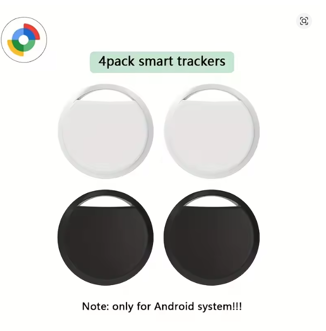 Bluetooth Tracker Tags for Luggage, 4-Pack, Android & Google Find My Device, Replaceable Battery