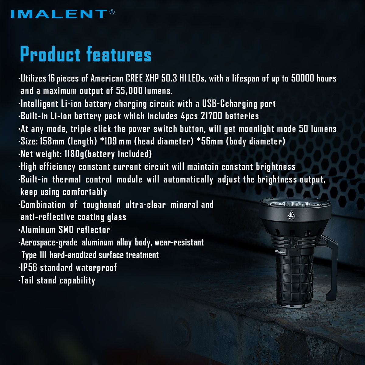 IMALENT SR16 LED Taschenlampe: Ultrahell mit 55000 Lumen & 1715m Reichweite – Dein Outdoor Profi