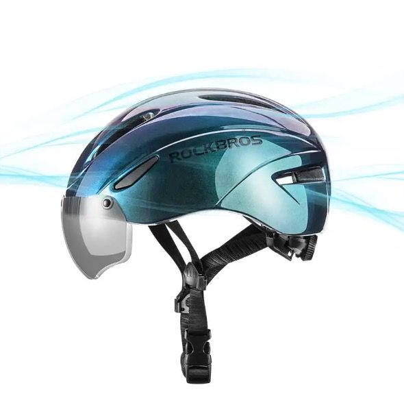 ROCKBROS Fahrradhelm Ultralight-Design mit integriertem LED-Licht, magnetischer Brille, bequem und sicher