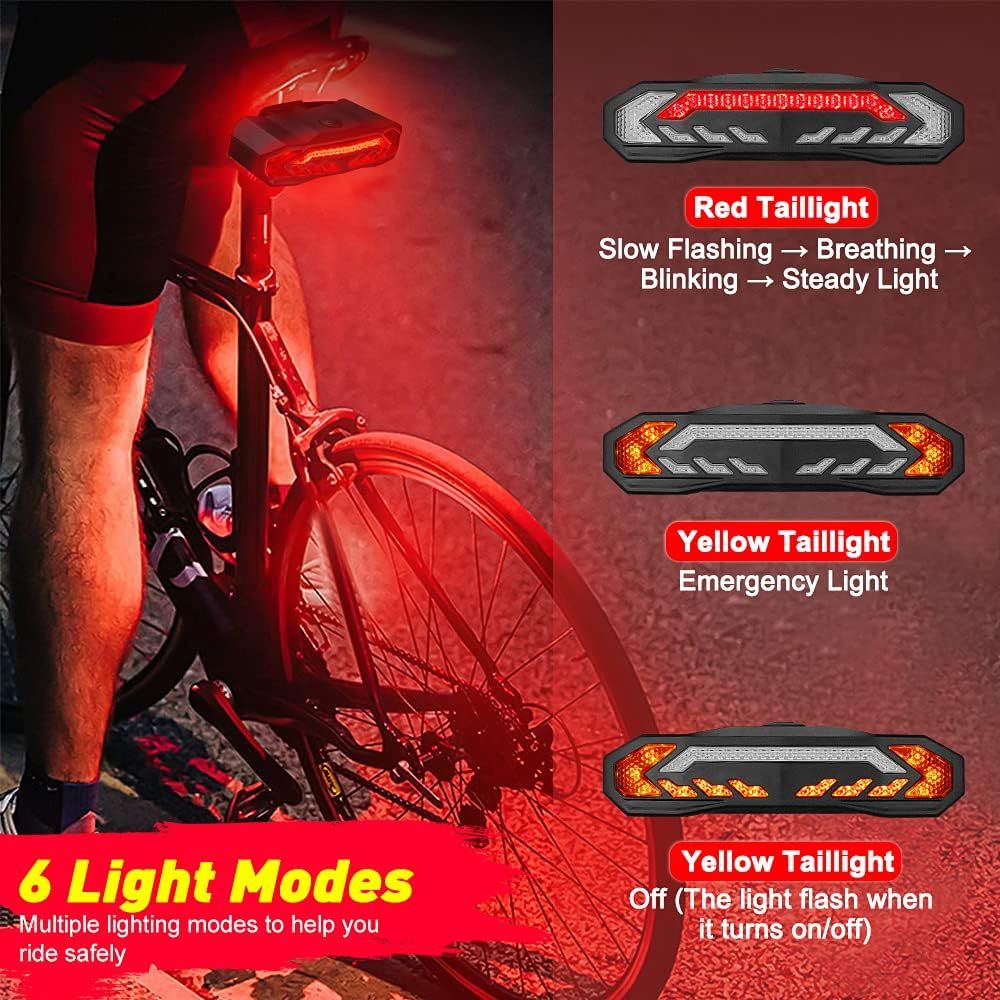 Intelligentes Fahrradrücklicht mit Blinkern, wiederaufladbarer Fahrradhorn-Fahrradalarm mit Fernbedienung, automatisch erfassende Fahrradblinker Lichtalarm