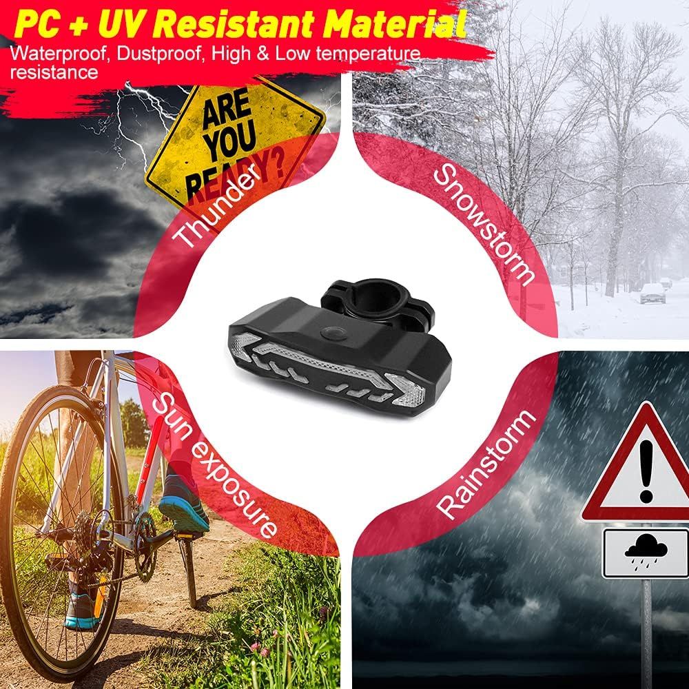 Intelligentes Fahrradrücklicht mit Blinkern, wiederaufladbarer Fahrradhorn-Fahrradalarm mit Fernbedienung, automatisch erfassende Fahrradblinker Lichtalarm