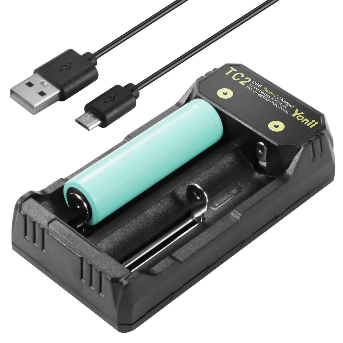 TC2 USB Type-C Ladegerät Schnellladung 4.2V für 18650 21700 Li-Ionen-Akkus Doppelanschlüsse für Outdoor-Ausrüstung