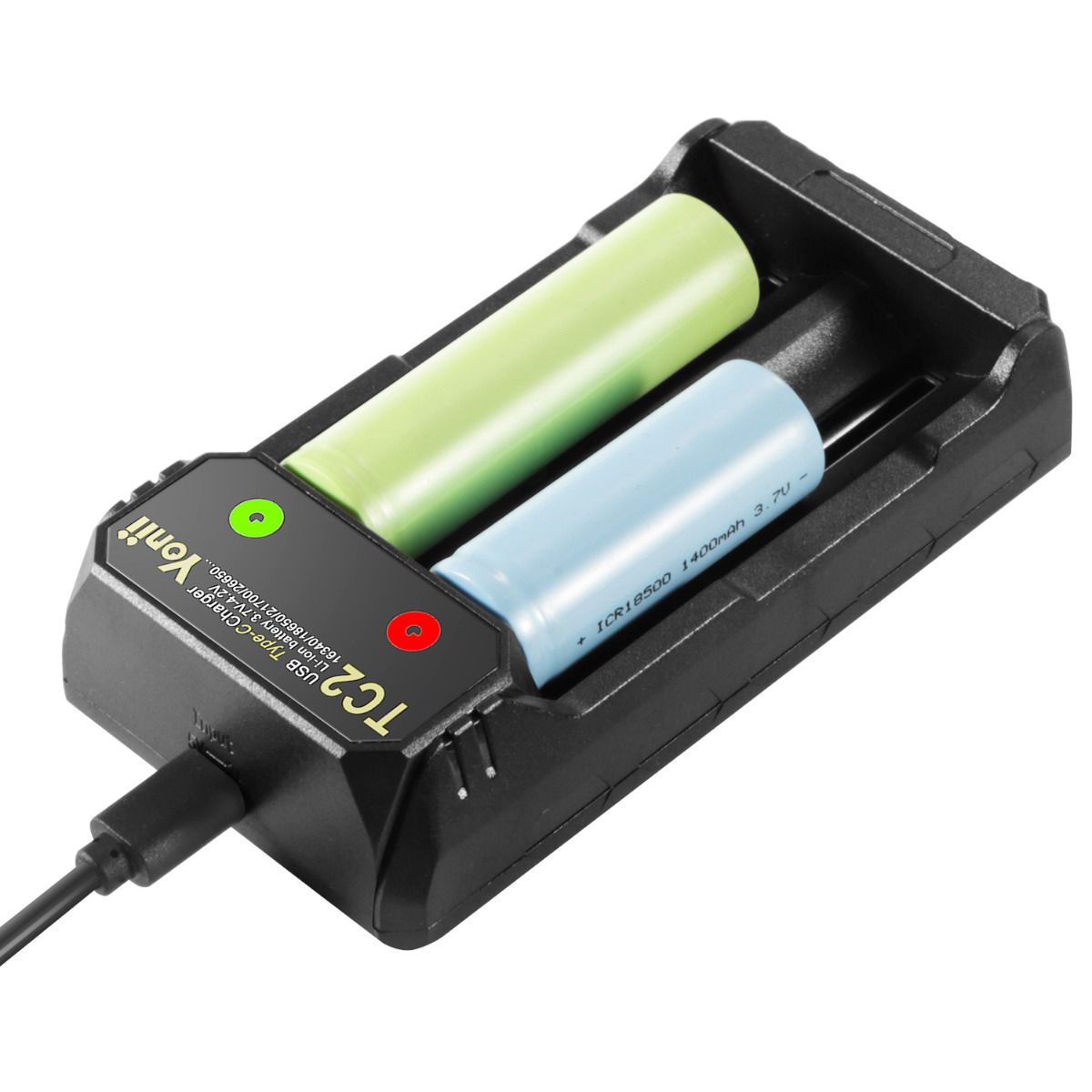 TC2 USB Type-C Ladegerät Schnellladung 4.2V für 18650 21700 Li-Ionen-Akkus Doppelanschlüsse für Outdoor-Ausrüstung