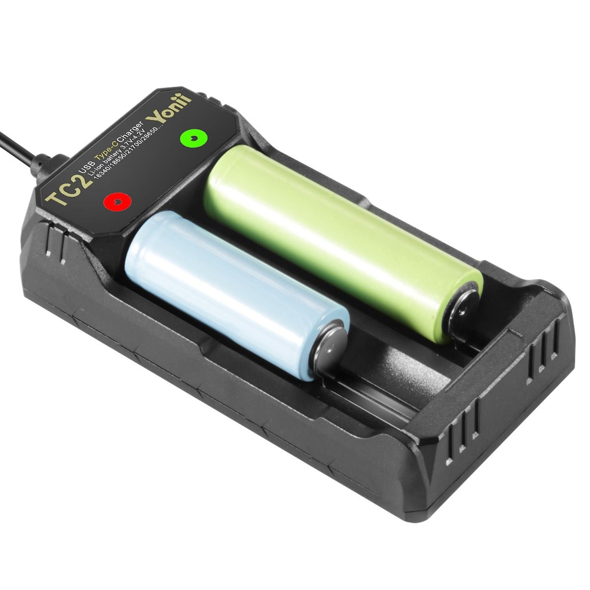 TC2 USB Type-C Ladegerät Schnellladung 4.2V für 18650 21700 Li-Ionen-Akkus Doppelanschlüsse für Outdoor-Ausrüstung