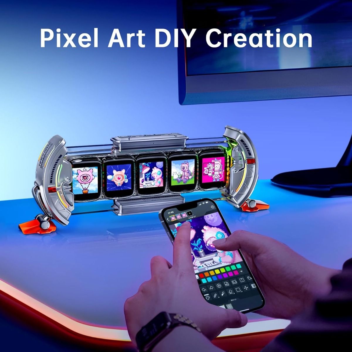 Hol dir das Divoom Times Gate: Cyberpunk Wecker mit Pixel Art, RGB LED, WLAN & Finanz-Dashboard!