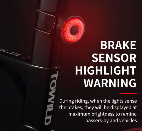 TOWILD TL03 Fahrrad Smart Auto-Bremserkennungslicht LED Rücklicht Fahrradzubehör mit fünf Blinkmodi