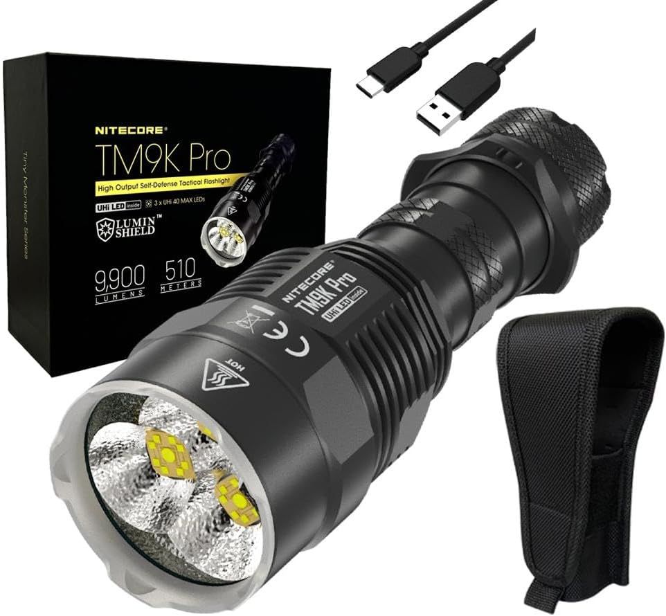 Nitecore TM9K PRO 9900 Lumen Taschenlampe mit USB-C Aufladung robuste Outdoor und Notfalltaschenlampe 510m Reichweite
