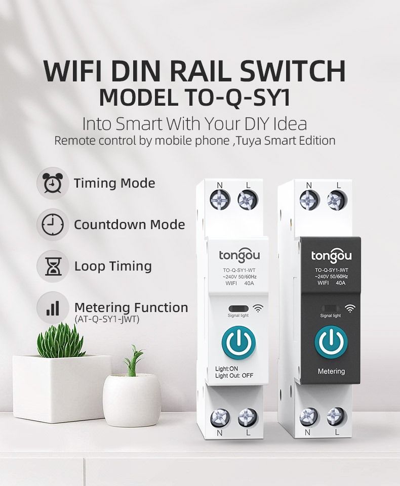 TUYA WIFI Smart Circuit Breaker für Smart Home kabelloser Fernschalter per APP TONGOU