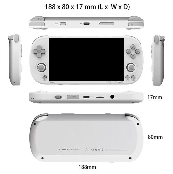 Trimui Smart Pro Vintage Handheld-Spielkonsole 4,96 Zoll HD IPS Display Tragbares Spielen Langlebiger Akku