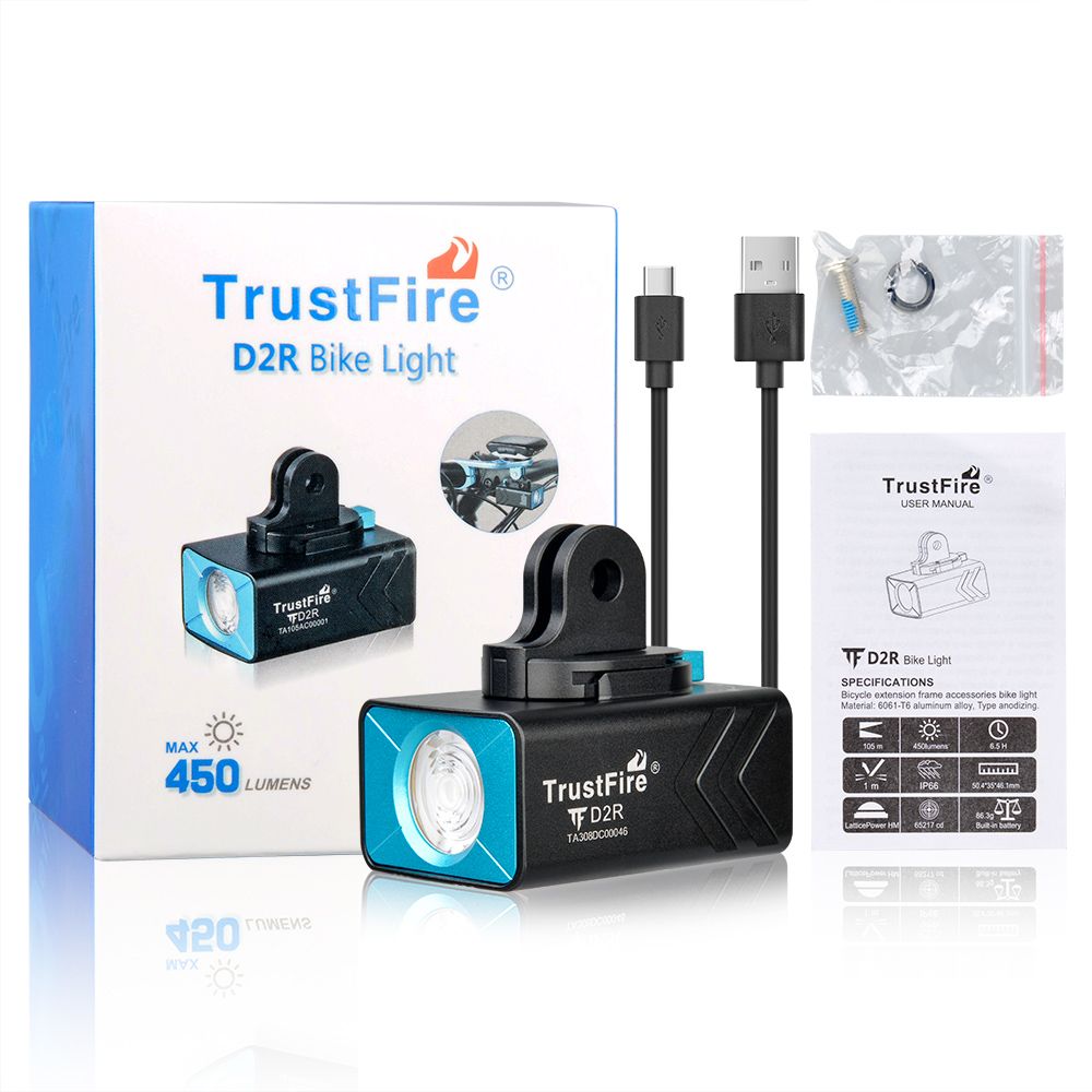 TrustFire D2R Fahrradlicht 450LM wasserdichtes Frontlicht Type-C wiederaufladbare Fahrradleuchte für Sicherheit und Sichtbarkeit