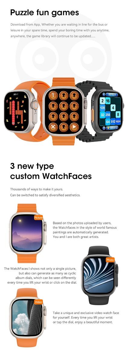 49 mm Smartwatch Ultra 9 Bluetooth-Anruf NFC Kompass GPS-Routenverfolgung IP68 Smartwatch