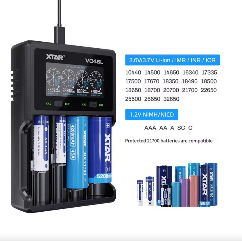 XTAR VC4SL 18650 21700 Batterieladegerät USB C Schnellladung Umweltfreundliches Vielseitiges Ladegerät für Technikzubehör