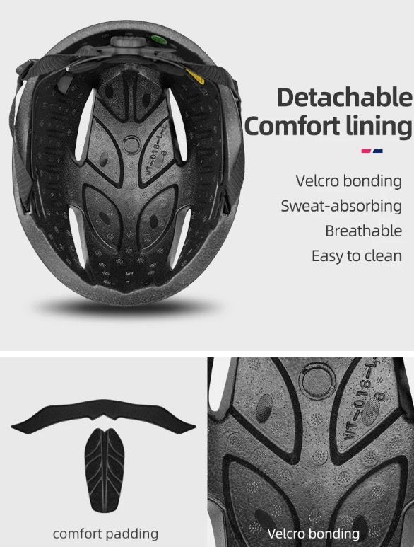 ROCKBROS Fahrradhelm Ultralight-Design mit integriertem LED-Licht, magnetischer Brille, bequem und sicher