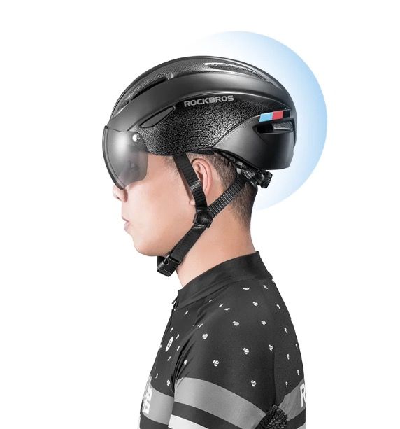 ROCKBROS Fahrradhelm Ultralight-Design mit integriertem LED-Licht, magnetischer Brille, bequem und sicher