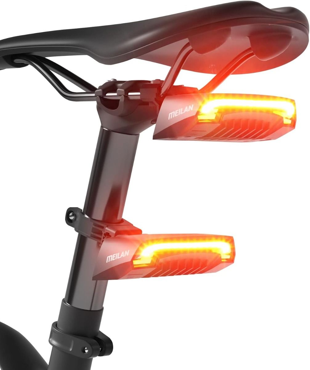 Meilan X5 Smart Bike Rücklicht mit Blinkern und automatischem Bremslicht, kabellose Fernbedienung, Fahrrad-Rücklicht, hinten, USB-wiederaufladbar, Sicherheits-Warnleuchte fürs Radfahren