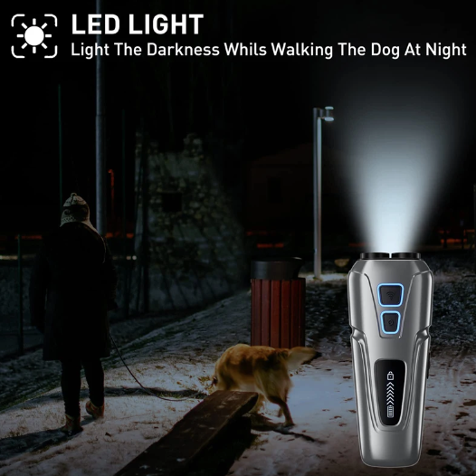 Ultraschall-Hundevertreiber mit LED-Taschenlampe, tragbare Anti-Bell-Lösung, humanes Hundetrainingsgerät